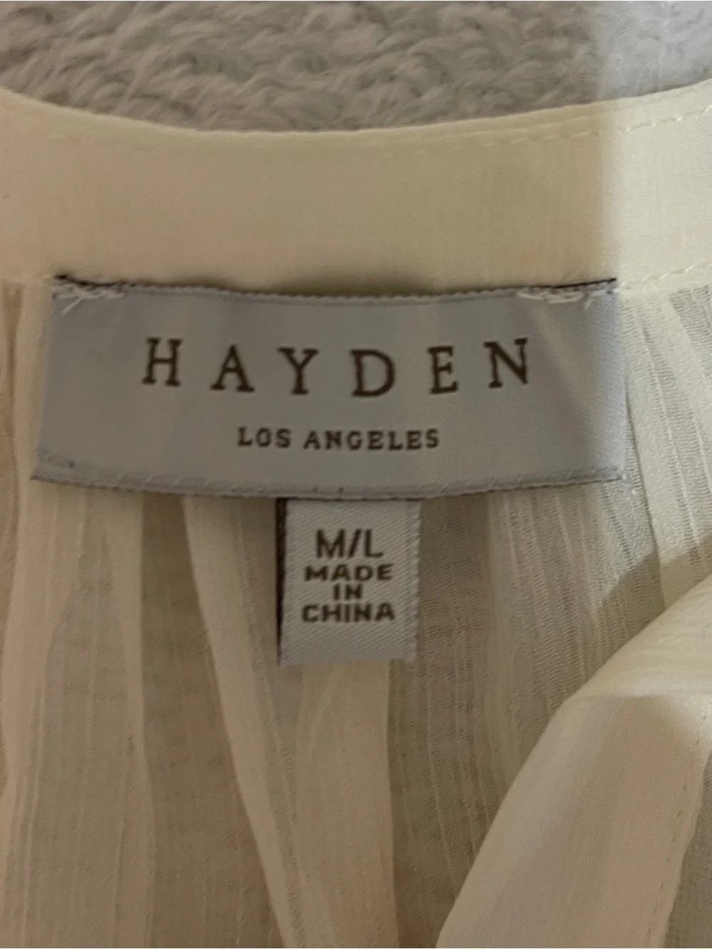 Hayden Los Angeles Sheer White Bohemian Lace Long Sleeve Peasant Blouse Top L - Picture 7 of 13